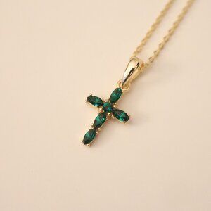 Emerald Cross Necklace